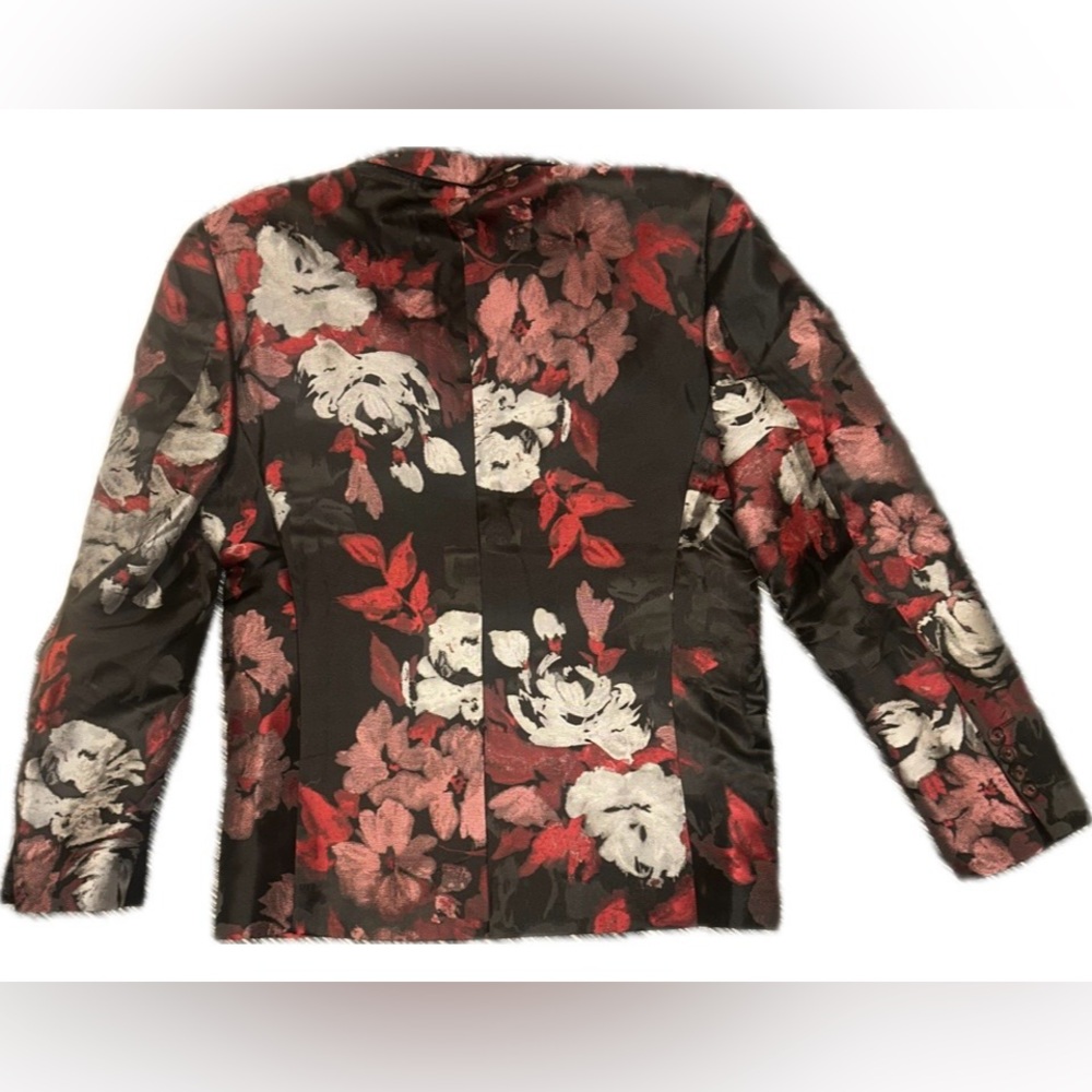 🆕 Cloudstyle Sz S Men’s Red Silver and Black Floral Blazer & Matching Vest - Picture 4 of 8